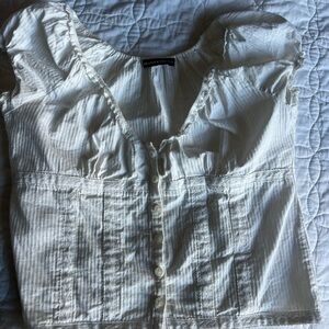 White Brandy Melville top with button up detail with lace